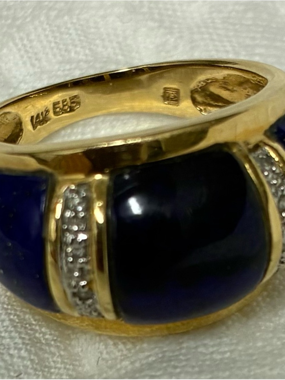Lapis and Diamond Chip Ring - Picture 2 of 4